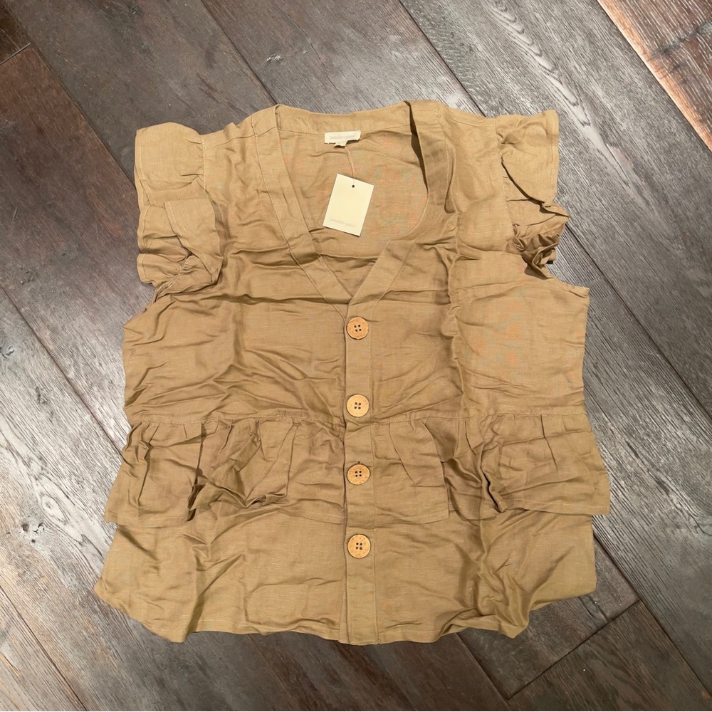 Women's Tan Button-Down Tank Top
